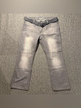 Flypaper Belted Jeans Pants Mens 38x30 Gray Cotton Faded Wash Y2K NWT